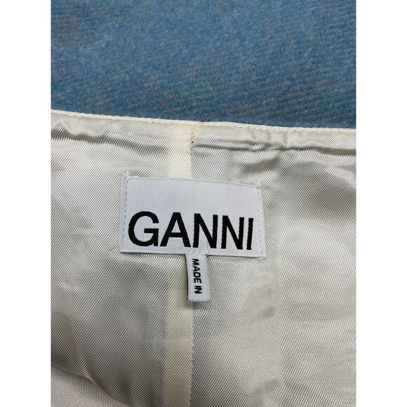 Ganni 'Twill' Blue Wool Suiting Mini Skirt Size 36 - Picture 4 of 5